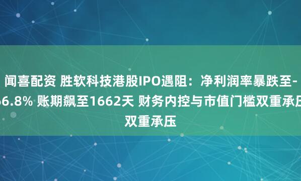 闻喜配资 胜软科技港股IPO遇阻：净利润率暴跌至-66.8% 账期飙至1662天 财务内控与市值门槛双重承压